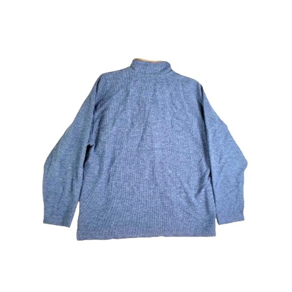 ORVIS Blue Pullover Knit Sweater Tan Leather Trim Elbow Patches Sz XL 1/4 Zip - Picture 6 of 9